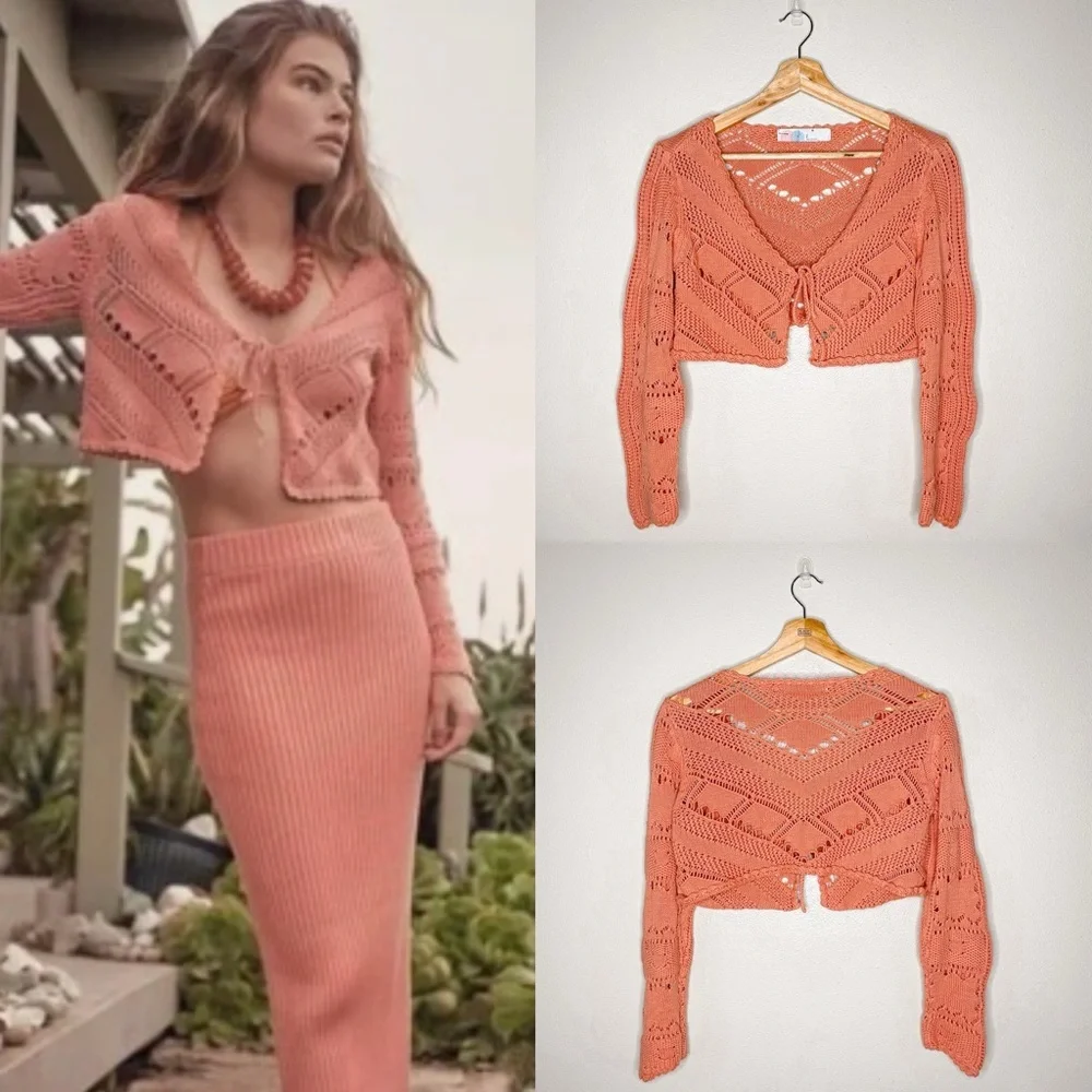 Free People‎ Beach Morgan Fauxchet Cropped Y2K Sweater